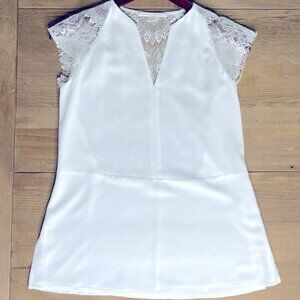Cooper and Ella white blouse with lace style details.  Excellent condition. XS